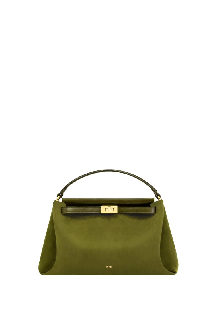 Carmen Faux Suede Top Handle Bag - Olive Green