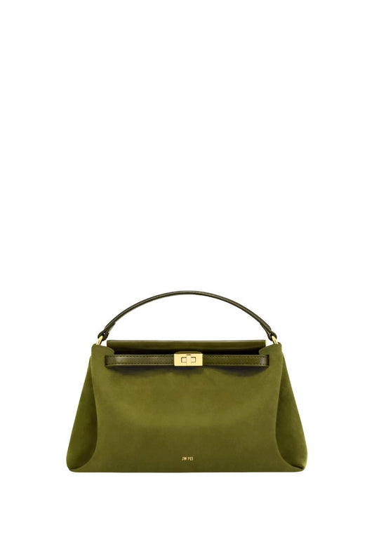 Carmen Faux Suede Top Handle Bag - Olive Green