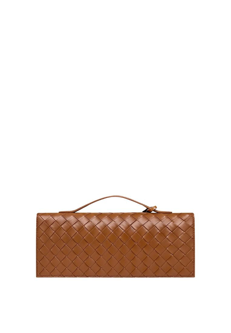 Celeste Woven Textured Envelope Top Handle Bag - Brown