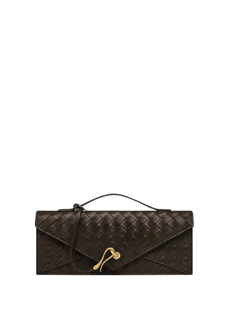 Celeste Woven Textured Envelope Top Handle Bag - Dark Brown
