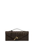 Celeste Woven Textured Envelope Top Handle Bag - Dark Brown