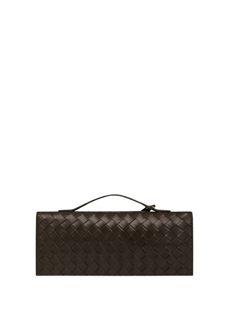 Celeste Woven Textured Envelope Top Handle Bag - Dark Brown