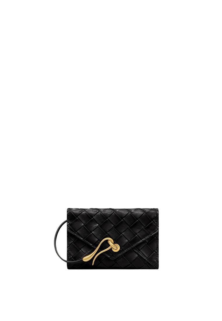 Celeste Woven Textured Envelope Wallet - Black