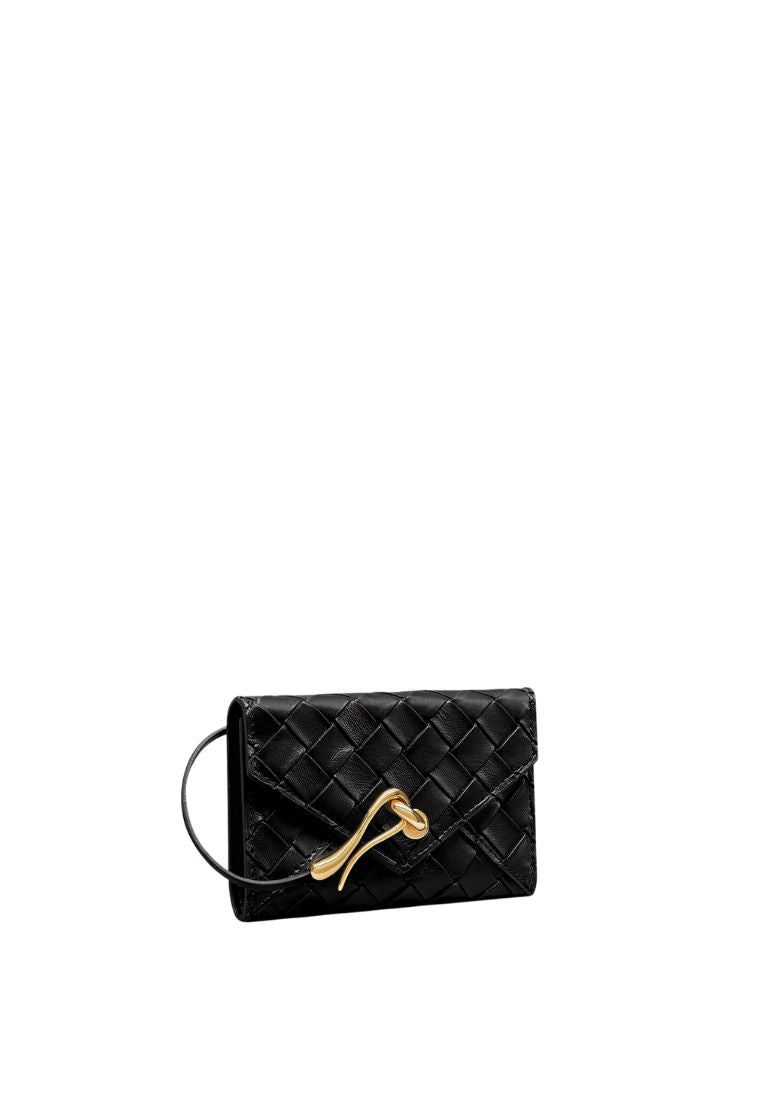 Celeste Woven Textured Envelope Wallet - Black