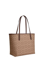 City Tote Bag In Signature Canvas Gold Tan Brown