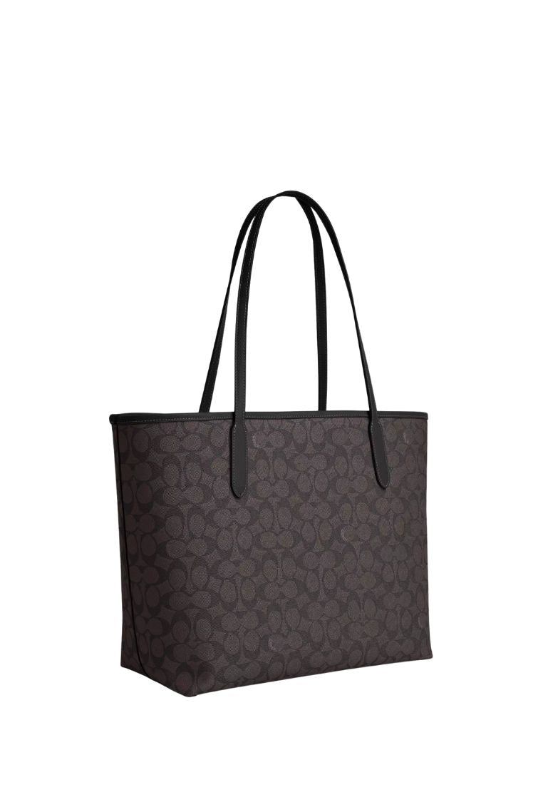 City Tote Bag In Signature Canvas Gold Walnut Black
