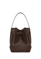 Clara Lock Accent Bucket Shoulder Bag - Mocha Brown