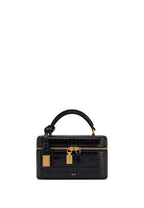 Cleo Box Shape Top Handle Bag - Black Croc