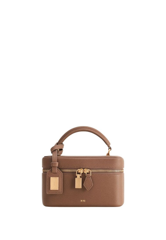 Cleo Box Shape Top Handle Bag - Brown