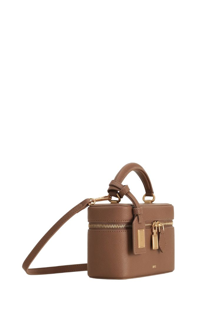 Cleo Box Shape Top Handle Bag - Brown