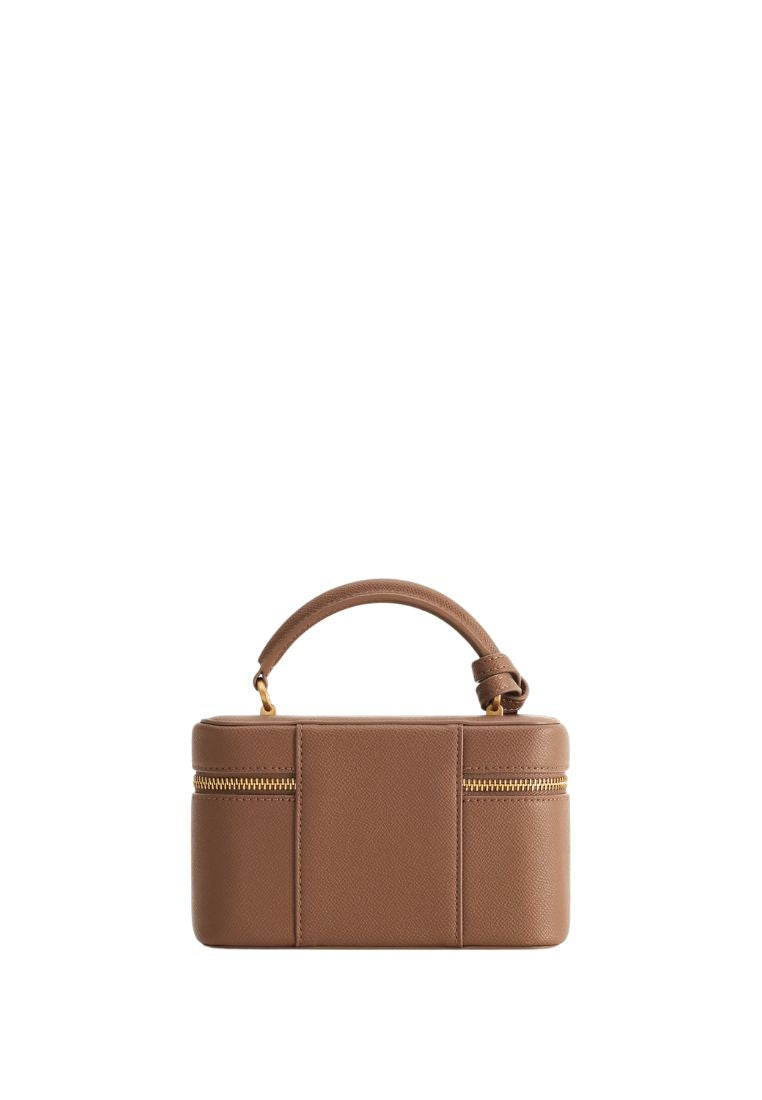 Cleo Box Shape Top Handle Bag - Brown