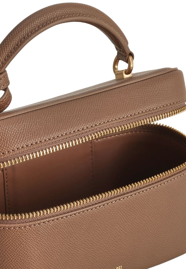 Cleo Box Shape Top Handle Bag - Brown