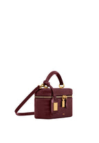 Cleo Box Shape Top Handle Bag - Claret Croc