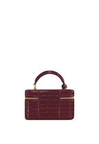 Cleo Box Shape Top Handle Bag - Claret Croc