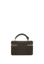 Cleo Woven Texture Box Shape Top Handle Bag - Dark Brown