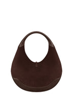 Colette Faux Suede Crescent Hobo Bag - Dark Brown