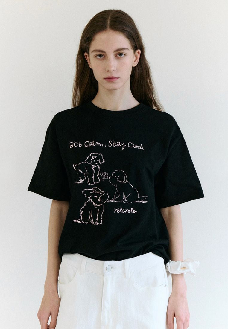 Cool Friends Puppy T-Shirt Black