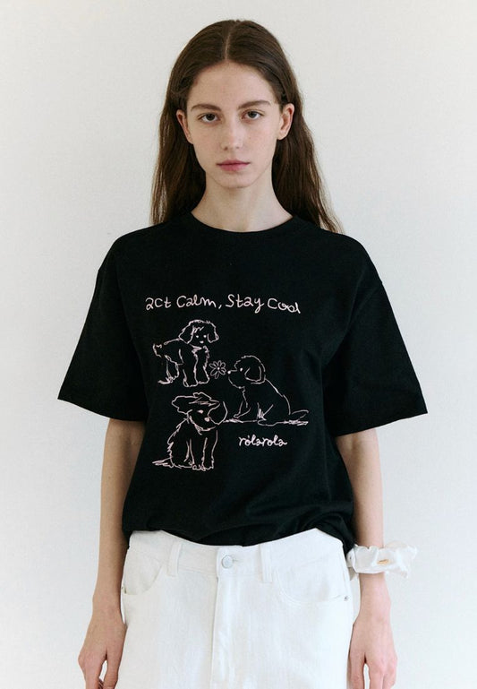 Cool Friends Puppy T-Shirt Black