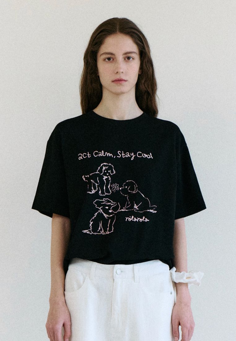 Cool Friends Puppy T-Shirt Black