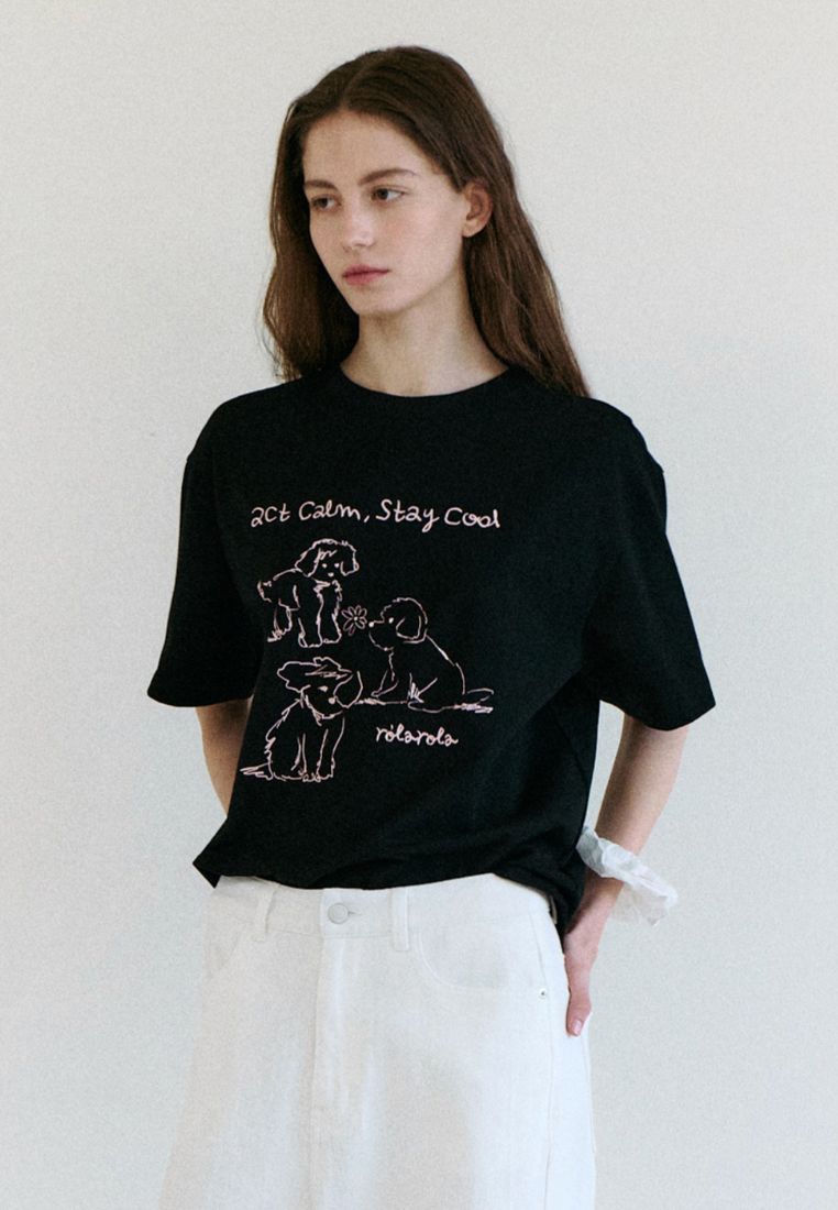 Cool Friends Puppy T-Shirt Black