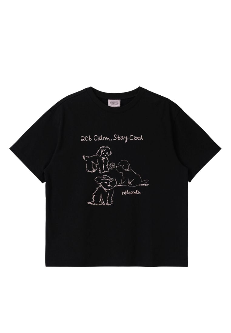 Cool Friends Puppy T-Shirt Black