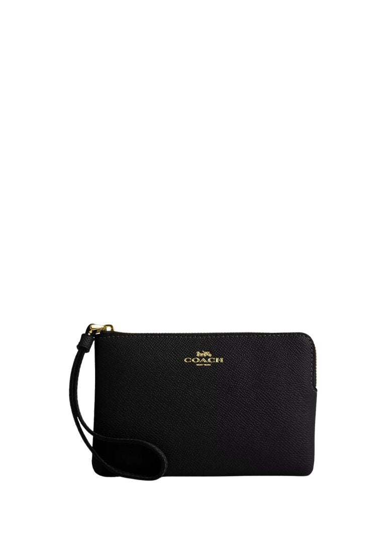 Corner Zip Wristlet Gold Black
