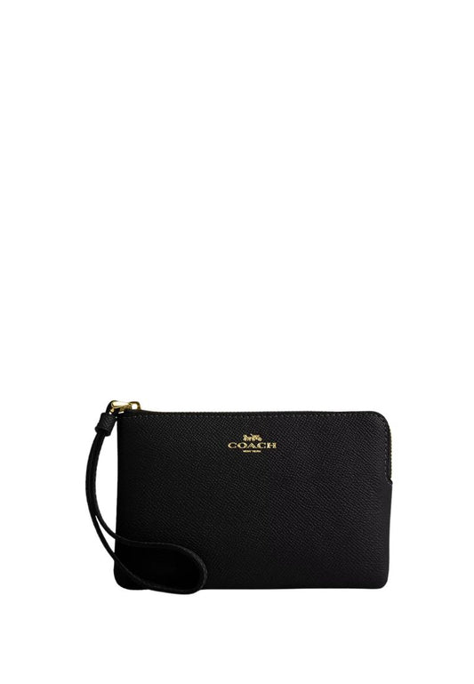 Corner Zip Wristlet Gold Black