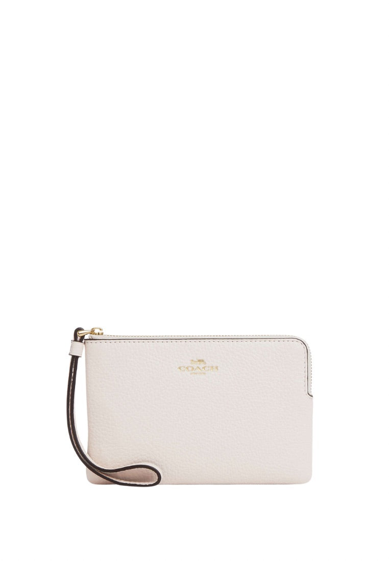 Corner Zip Wristlet Gold Chalk