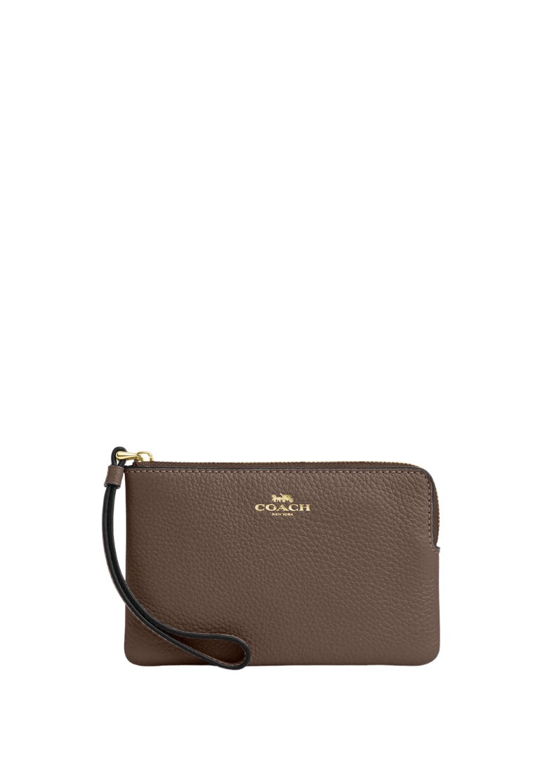 Corner Zip Wristlet Gold Dark Stone