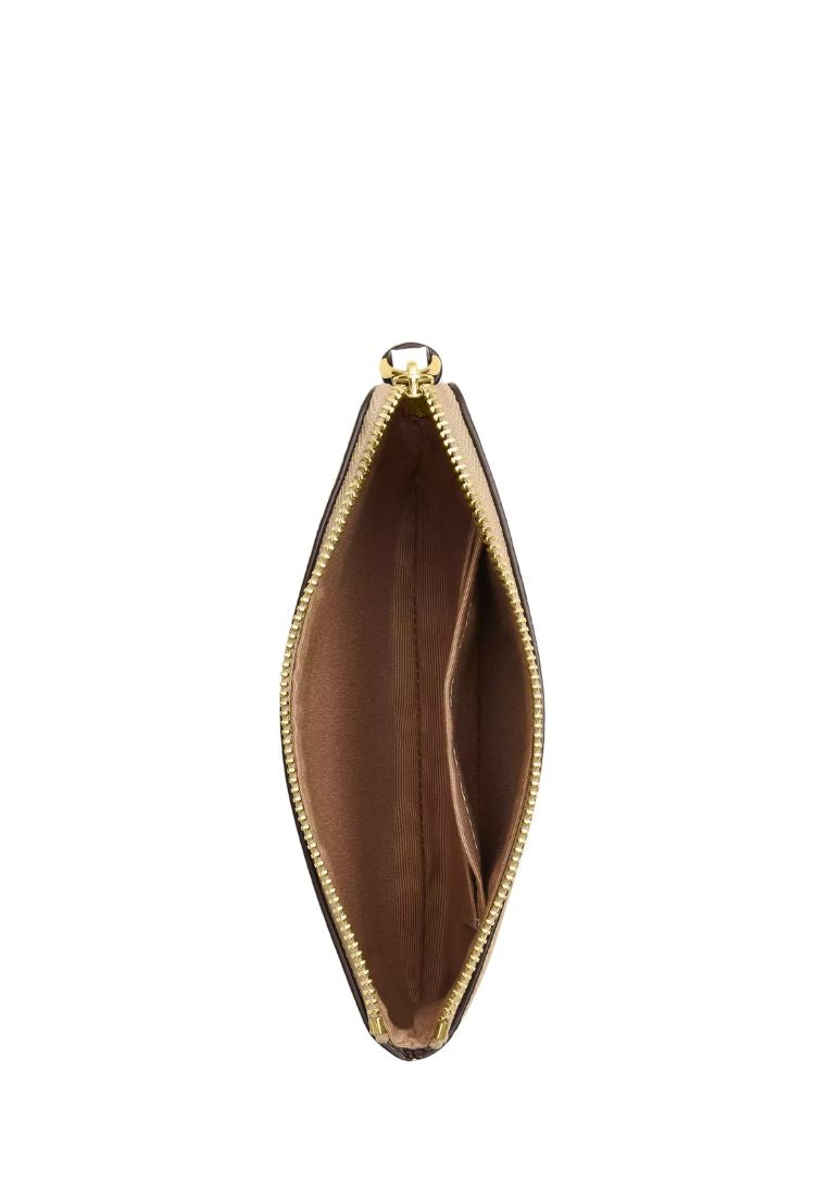 Corner Zip Wristlet In Signature Canvas With Floral Print Gold Light Khaki Chalk Multi
