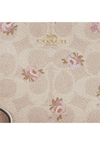 Corner Zip Wristlet In Signature Canvas With Floral Print Gold Sand Multi