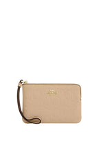 Corner Zip Wristlet In Signature Leather Gold Oat