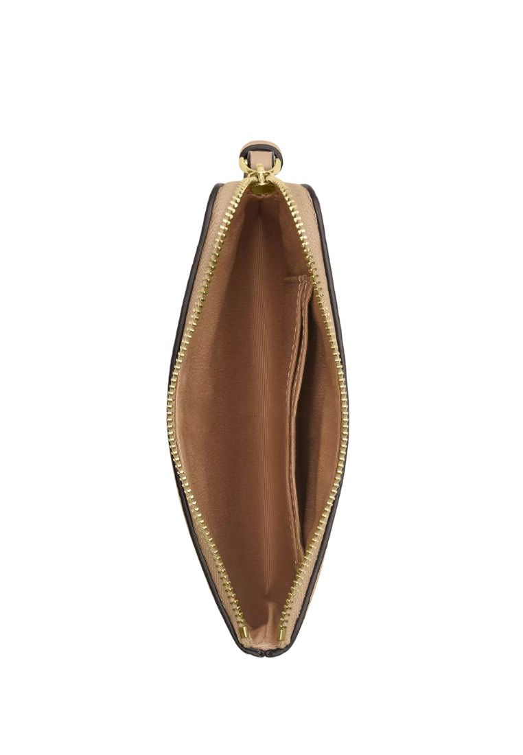 Corner Zip Wristlet In Signature Leather Gold Oat