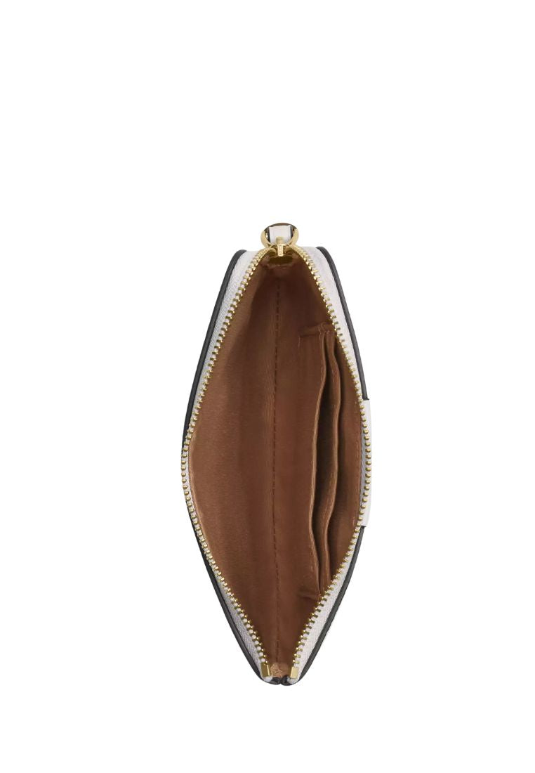 Corner Zip Wristlet In Signature Canvas With Stripe Gold White Chalk