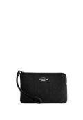 Corner Zip Wristlet In Signature Jacquard Silver Black