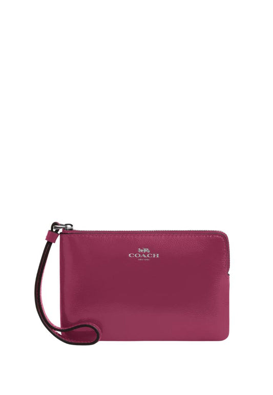 Corner Zip Wristlet Silver Pink