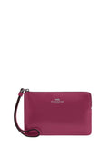 Corner Zip Wristlet Silver Pink