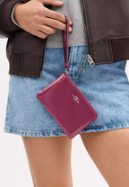 Corner Zip Wristlet Silver Pink