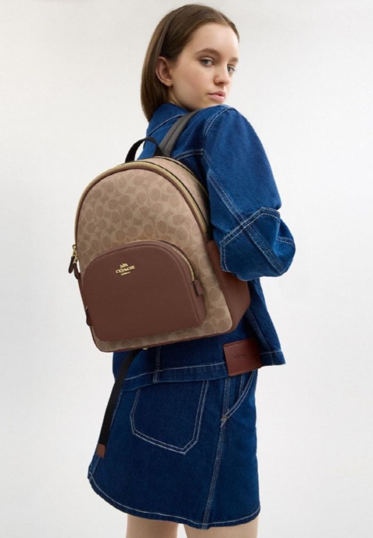 Court Backpack In Signature Canvas Tan Brown