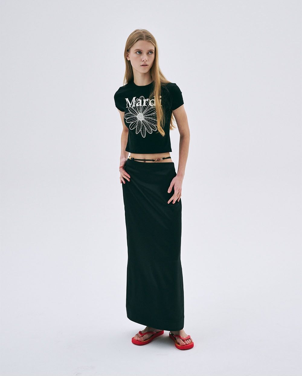 Cropped Tshirt FLOWERMARDI Black Ivory