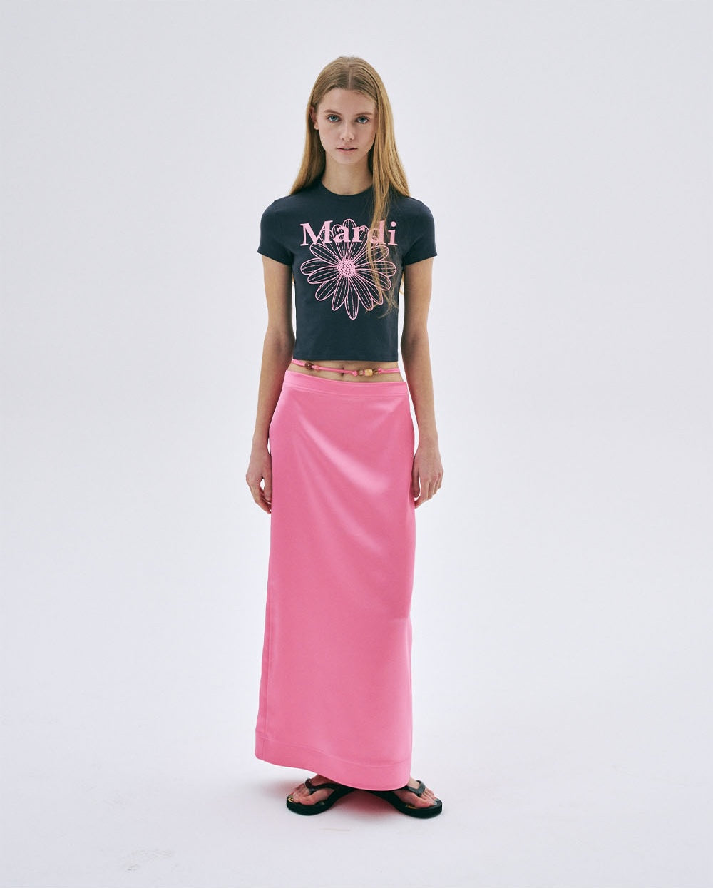 Cropped Tshirt FLOWERMARDI Charcoal Pink