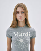 Cropped Tshirt FLOWERMARDI Grey Ivory