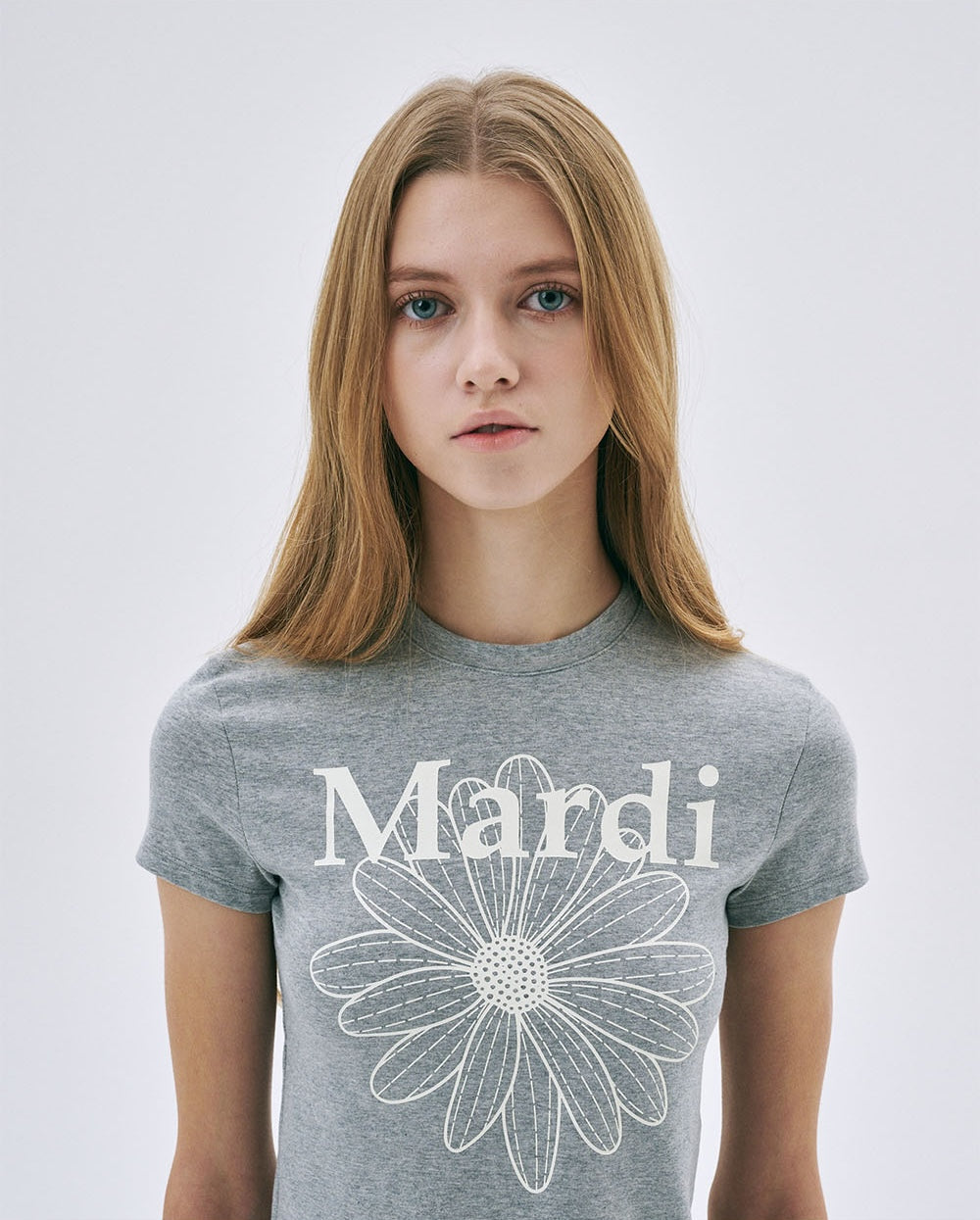 Cropped Tshirt FLOWERMARDI Grey Ivory