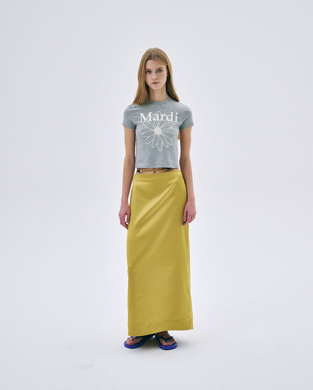 Cropped Tshirt FLOWERMARDI Grey Ivory