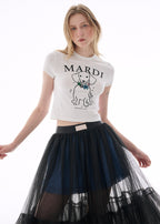 Cropped Tshirt SWING THE TAIL DDANJI FLOWER NECKLACE MULTICOLOR White Blue
