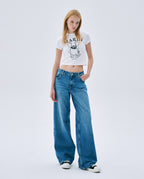 Cropped Tshirt SWING THE TAIL DDANJI FLOWER NECKLACE MULTICOLOR White Blue