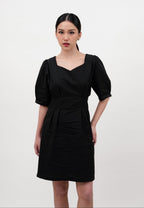 Sweetheart Neckline Mini Dress-BLACK