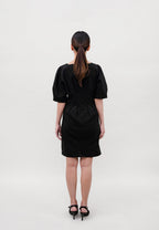 Sweetheart Neckline Mini Dress-BLACK