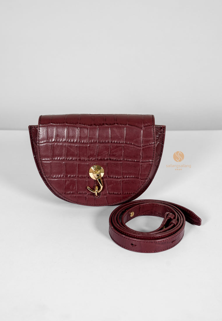 [DEFECT SALE 255] City Bag Croco Small Burgundy