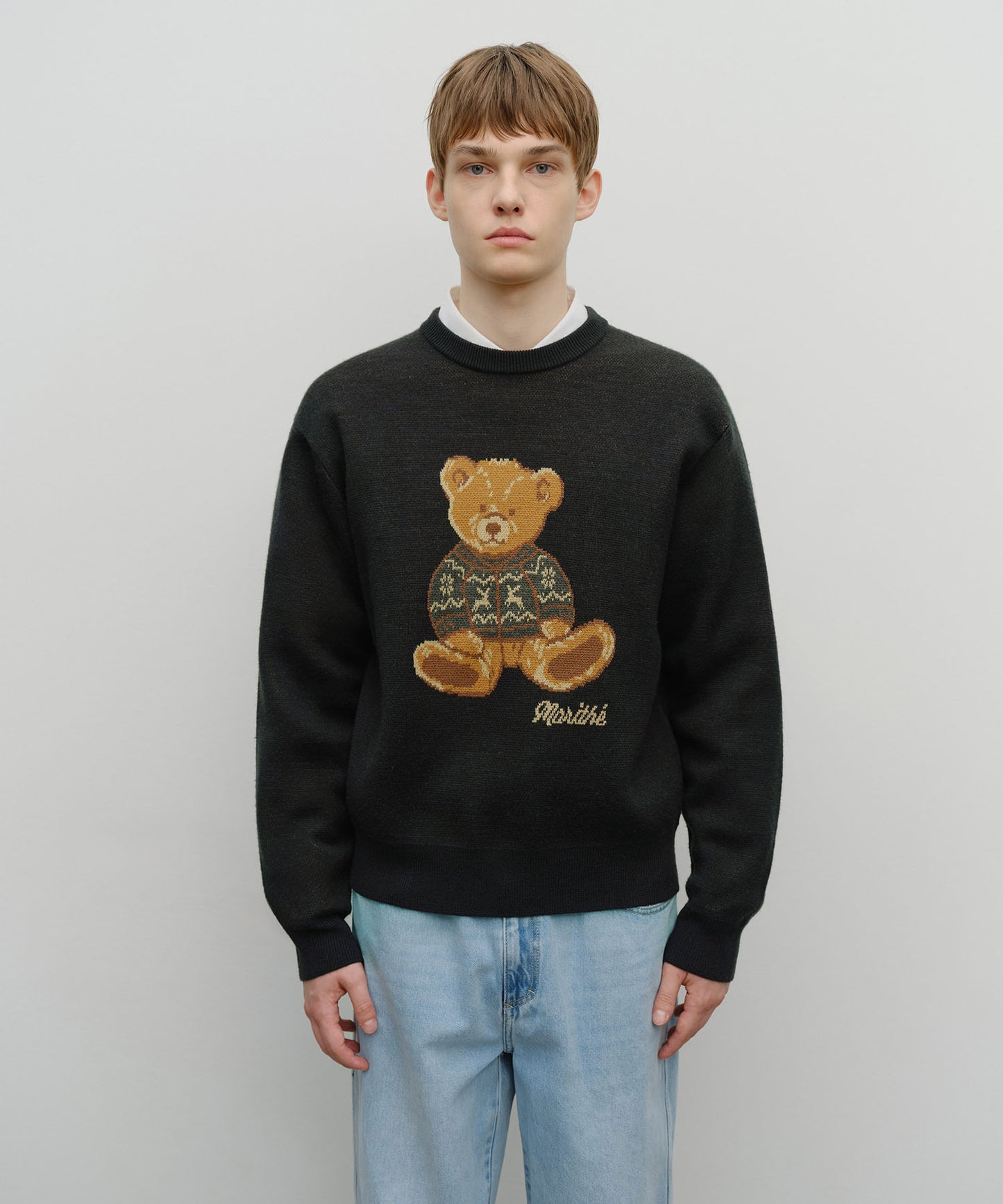 DOODLE BEAR KNIT PULLOVER navy